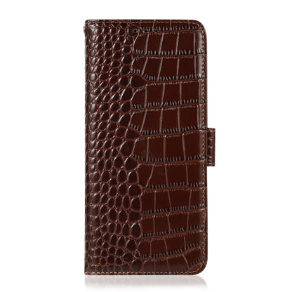 For Google Pixel 9 Crocodile Top Layer Cowhide Leather Phone Case(Brown) - Google Cases by buy2fix | Online Shopping UK | buy2fix