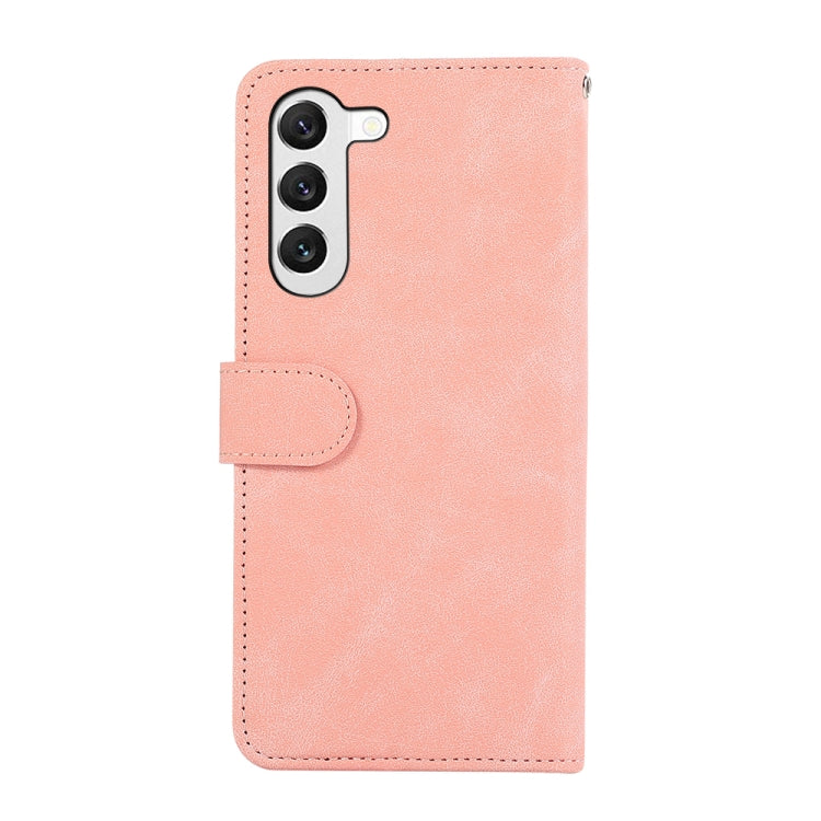 For Samsung Galaxy S23 5G ABEEL Color Block Magnetic RFID Leather Phone Case(Pink-Cyan) - Galaxy S23 5G Cases by buy2fix | Online Shopping UK | buy2fix