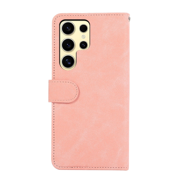 For Samsung Galaxy S21 Ultra 5G ABEEL Color Block Magnetic RFID Leather Phone Case(Pink-Cyan) - Galaxy S21 Ultra 5G Cases by buy2fix | Online Shopping UK | buy2fix