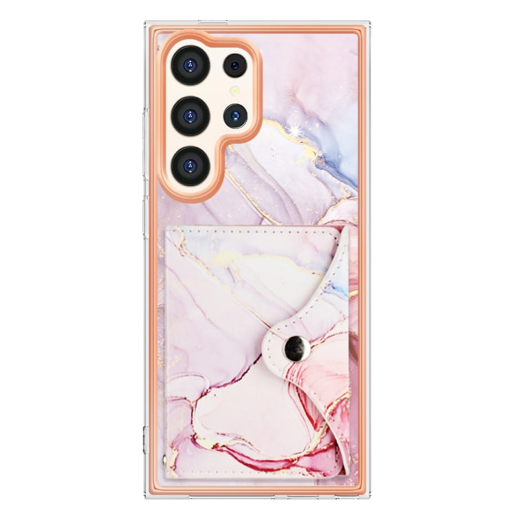 For Samsung Galaxy S24 Ultra 5G Marble Pattern IMD Card Slot Phone Case(Rose Gold) - Galaxy S24 Ultra 5G Cases by buy2fix | Online Shopping UK | buy2fix