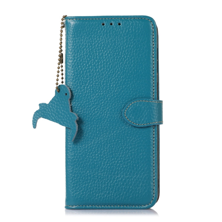 For OnePlus 13 Genuine Leather Litchi Texture RFID Leather Phone Case(Blue) - OnePlus Cases by buy2fix | Online Shopping UK | buy2fix