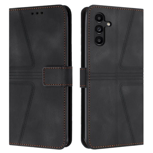 For Samsung Galaxy A55 5G Triangle Solid Color Leather Phone Case(Black) - Galaxy Phone Cases by buy2fix | Online Shopping UK | buy2fix