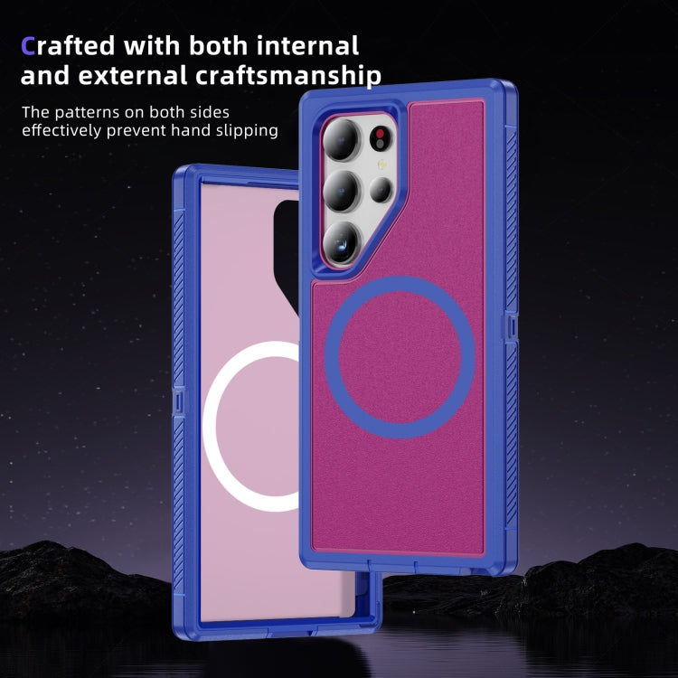 For Samsung Galaxy S24 5G Guard Magsafe Magnetic Frosted Phone Case(Blue+Rose Red) - Galaxy S24 5G Cases by buy2fix | Online Shopping UK | buy2fix