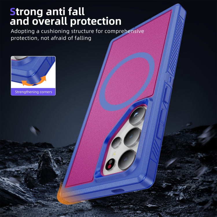 For Samsung Galaxy S24 5G Guard Magsafe Magnetic Frosted Phone Case(Blue+Rose Red) - Galaxy S24 5G Cases by buy2fix | Online Shopping UK | buy2fix