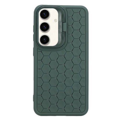 For Samsung Galaxy S24 5G Honeycomb Radiating Lens Holder TPU Phone Case(Green) - Galaxy S24 5G Cases by buy2fix | Online Shopping UK | buy2fix