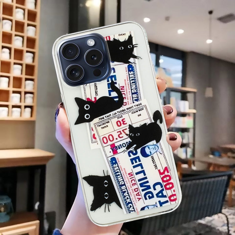 For iPhone 16 Pro Max Colorful Painting Pattern TPU Phone Case(Black Cat) - iPhone 16 Pro Max Cases by buy2fix | Online Shopping UK | buy2fix