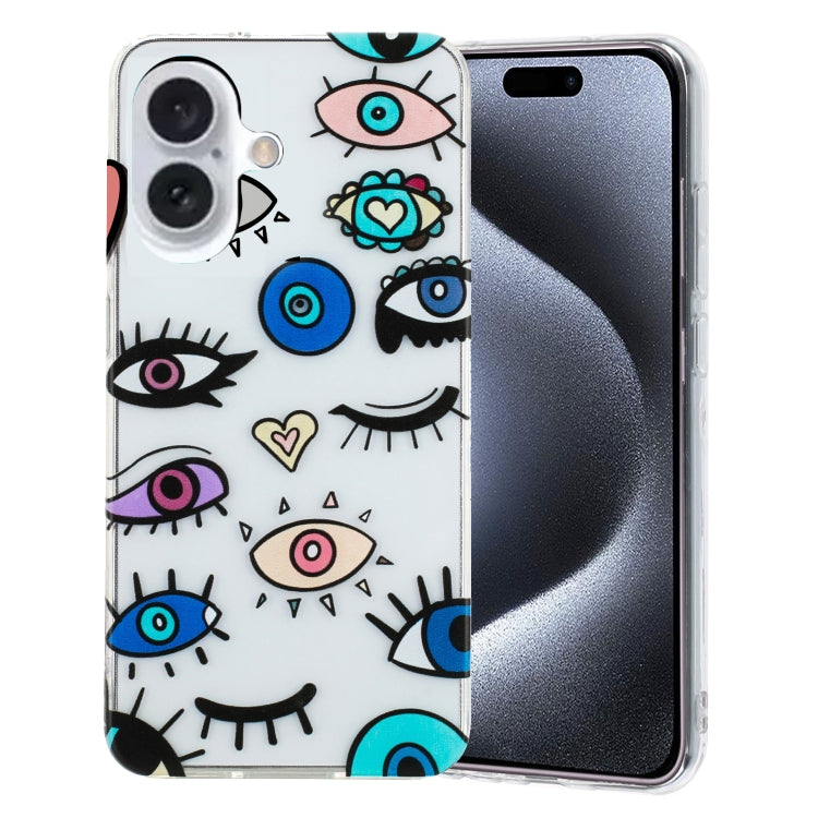 For iPhone 16 Colorful Painting Pattern TPU Phone Case(Eye Monster) - iPhone 16 Cases by buy2fix | Online Shopping UK | buy2fix