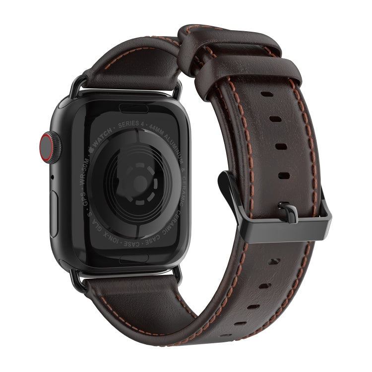 For Apple Watch Series 3 38mm DUX DUCIS Business Genuine Leather Watch Strap(Coffee) - Watch Bands by DUX DUCIS | Online Shopping UK | buy2fix