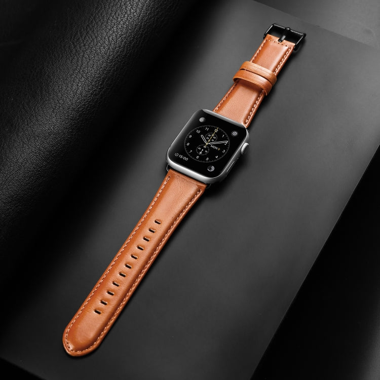 For Apple Watch Series 2 42mm DUX DUCIS Business Genuine Leather Watch Strap(Khaki) - Watch Bands by DUX DUCIS | Online Shopping UK | buy2fix