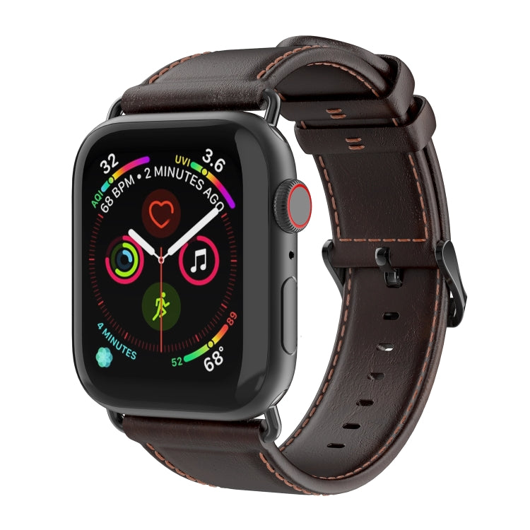 For Apple Watch 42mm DUX DUCIS Business Genuine Leather Watch Strap(Coffee) - Watch Bands by DUX DUCIS | Online Shopping UK | buy2fix