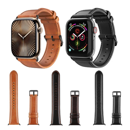 For Apple Watch Series 2 42mm DUX DUCIS Business Genuine Leather Watch Strap(Black) - Watch Bands by DUX DUCIS | Online Shopping UK | buy2fix