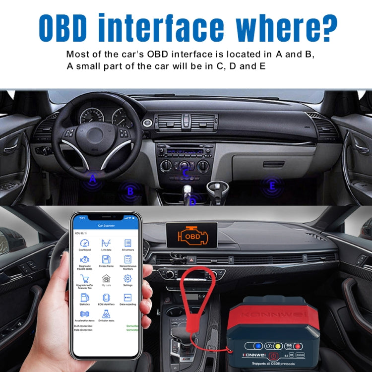 KONNWEI KW905 Bluetooth 5.0 Car OBD2 Scanner Support Android & iOS(Black Orange) - Code Readers & Scan Tools by KONNWEI | Online Shopping UK | buy2fix