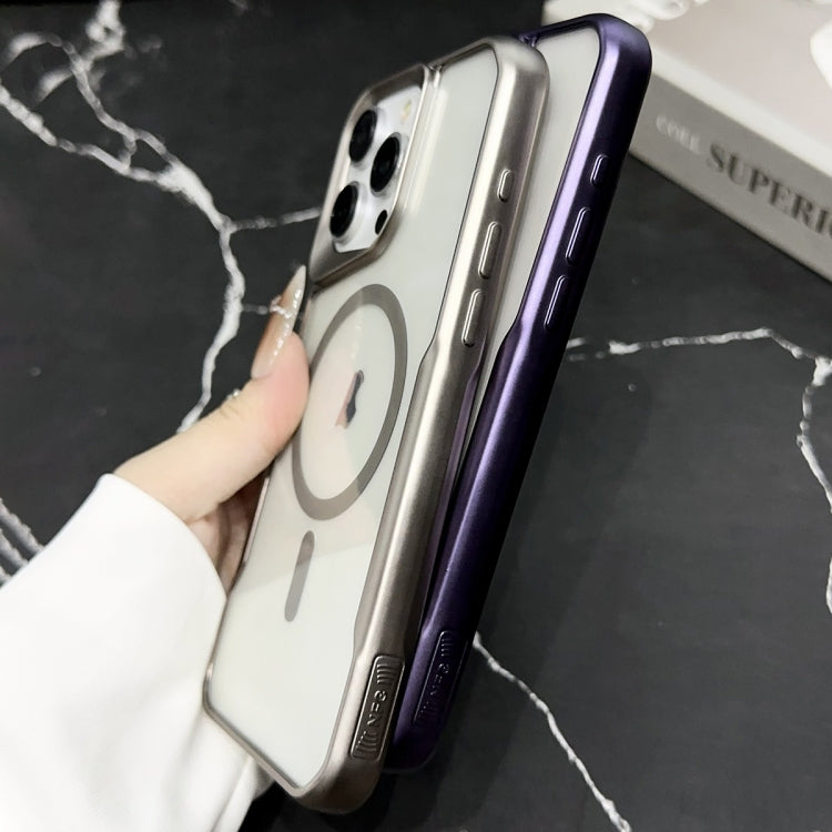 For iPhone 15 Pro Blade Electroplating Frosted MagSafe Magnetic Phone Case(Purple) - iPhone 15 Pro Cases by buy2fix | Online Shopping UK | buy2fix