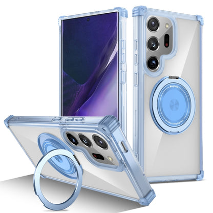 For Samsung Galaxy Note20 Ultra 5G Gold Shield CD Pattern MagSafe Magnetic Phone Case with Rotating Stand(Transparent Blue) - Galaxy Note20 Ultra Cases by buy2fix | Online Shopping UK | buy2fix