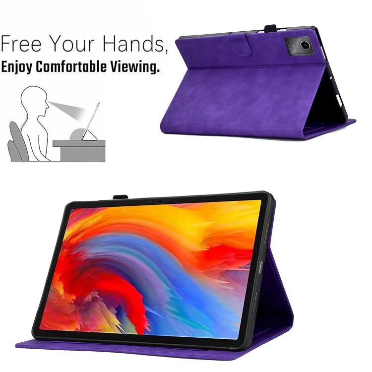 For Lenovo Tab M11 / Xiaoxin Pad 11 2024 Smile Embossed Smart Leather Tablet Case(Purple) - Lenovo by buy2fix | Online Shopping UK | buy2fix