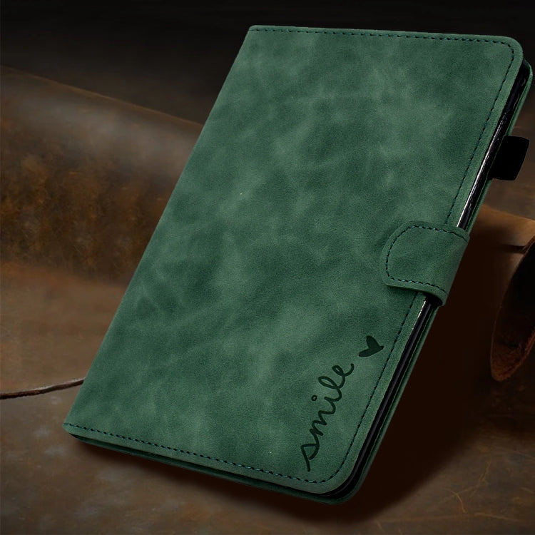 For Lenovo Tab M11 / Xiaoxin Pad 11 2024 Smile Embossed Smart Leather Tablet Case(Green) - Lenovo by buy2fix | Online Shopping UK | buy2fix