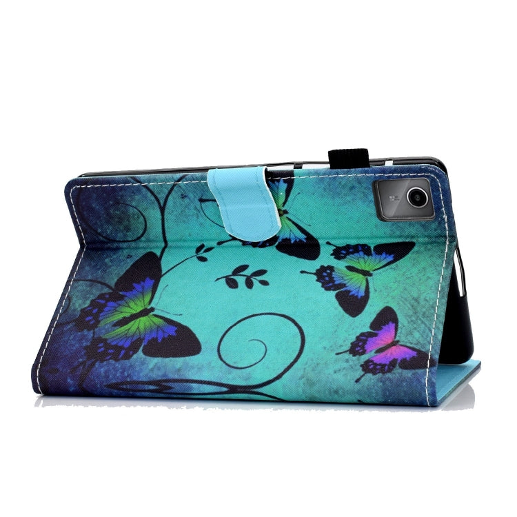 For Lenovo Tab M11 / Xiaoxin Pad 11 2024 Colored Drawing Stitching Smart Leather Tablet Case(Green Butterflies) - Lenovo by buy2fix | Online Shopping UK | buy2fix