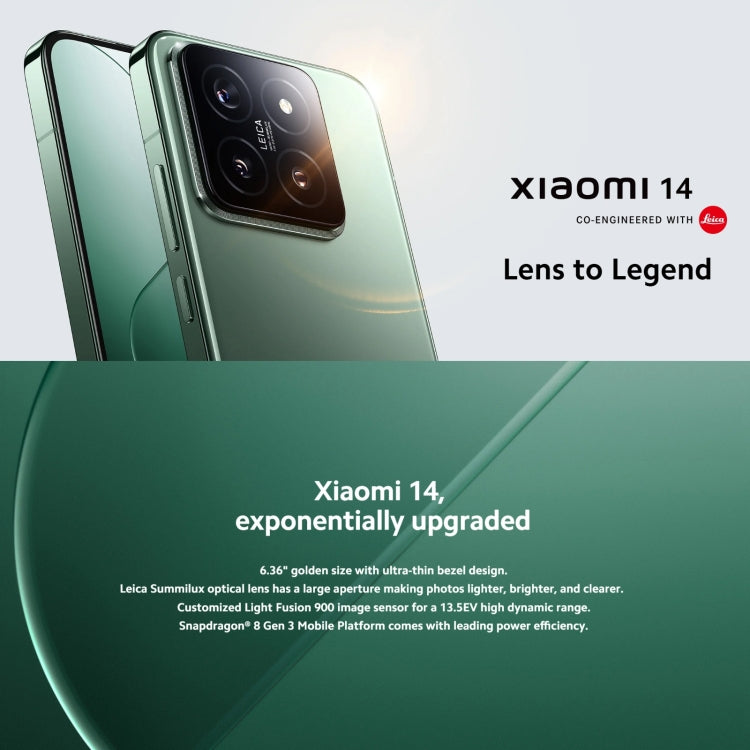 Xiaomi 14 5G Global, 12GB+256GB, 6.36 inch Xiaomi HyperOS Snapdragon 8 Gen 3 Octa Core 3.3GHz, Network: 5G(Green) - Xiaomi Redmi by Xiaomi | Online Shopping UK | buy2fix