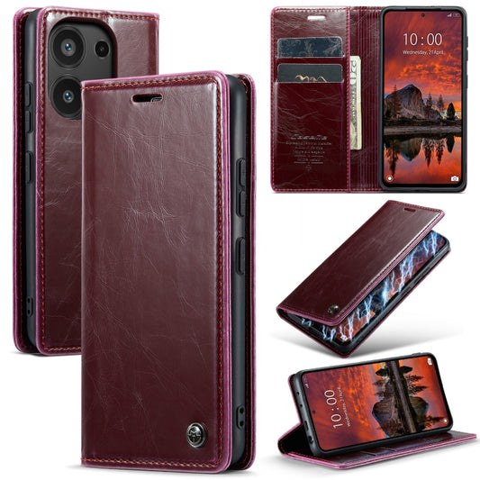 For Xiaomi Redmi Note 13 Pro 4G CaseMe 003 Crazy Horse Texture Flip Leather Phone Case(Mulberry Red) - Xiaomi Cases by CaseMe | Online Shopping UK | buy2fix