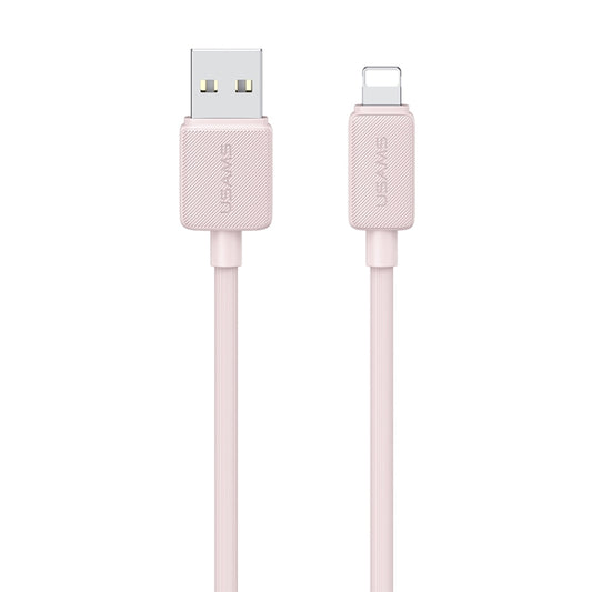USAMS US-SJ689 USB to 8 Pin 2.4A Striped Fast Charge Data Cable, Length:1m(Pink) - Normal Style Cable by USAMS | Online Shopping UK | buy2fix