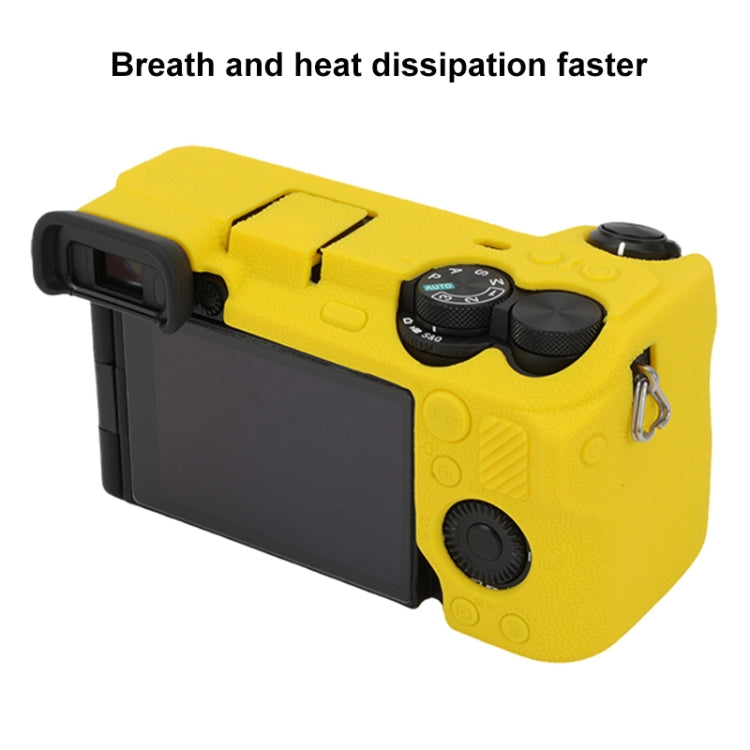 For Sony ILCE-6700 / A6700 Litchi Texture Soft Silicone Protective Case(Yellow) - Protective Case by buy2fix | Online Shopping UK | buy2fix