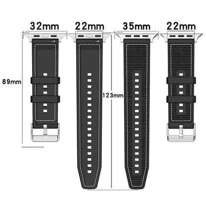 For Apple Watch Ultra 49mm Ordinary Buckle Hybrid Nylon Braid Silicone Watch Band(Black) - Watch Bands by buy2fix | Online Shopping UK | buy2fix