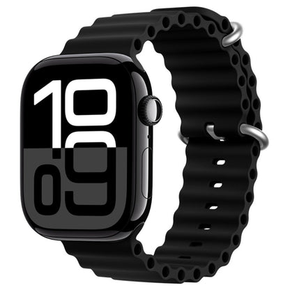 For Apple Watch Series 10 46mm ZGA Ocean Silicone Watch Band(Black) - Watch Bands by ZGA | Online Shopping UK | buy2fix