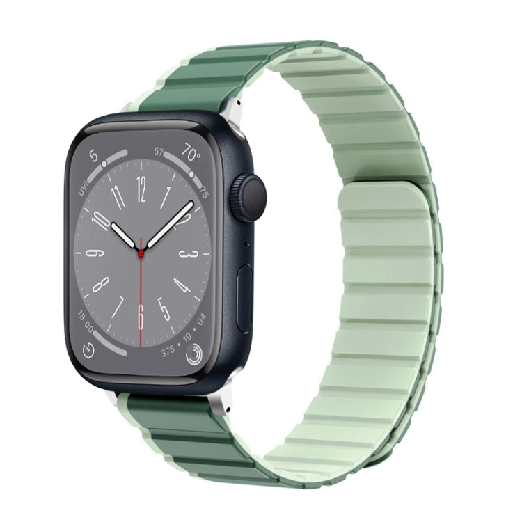 For Apple Watch Series 8 45mm ZGA Two Color Magnetic Silicone Watch Band(Dark Green+Light Green) - Watch Bands by ZGA | Online Shopping UK | buy2fix