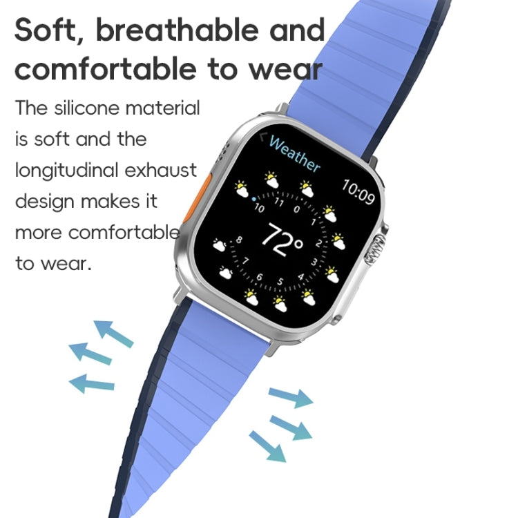 For Apple Watch 42mm ZGA Two Color Magnetic Silicone Watch Band(Dark Blue+Light Blue) - Watch Bands by ZGA | Online Shopping UK | buy2fix