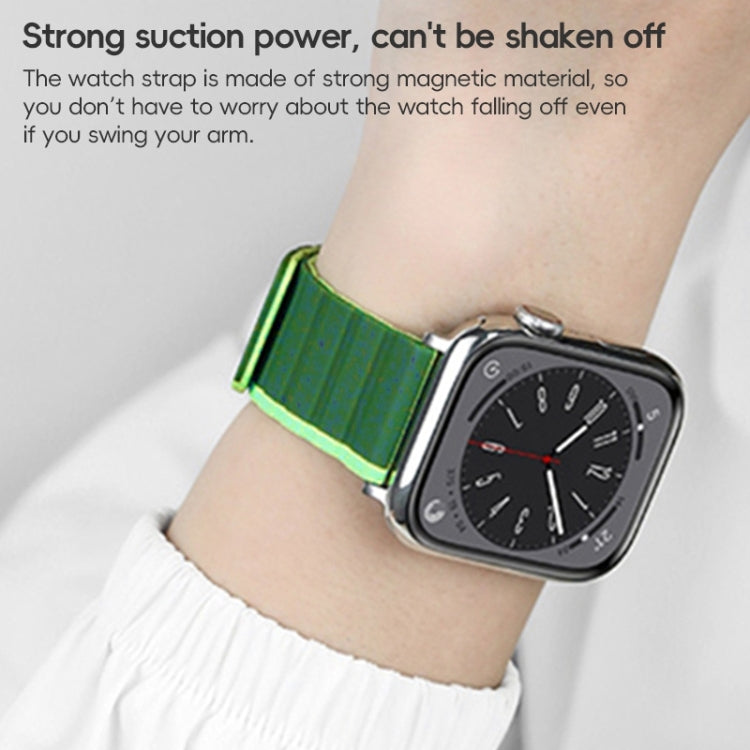 For Apple Watch Series 6 44mm ZGA Two Color Magnetic Silicone Watch Band(Dark Green+Light Green) - Watch Bands by ZGA | Online Shopping UK | buy2fix