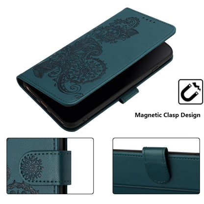 For iPhone SE 2024 Datura Flower Embossed Flip Leather Phone Case(Dark Green) - More iPhone Cases by buy2fix | Online Shopping UK | buy2fix