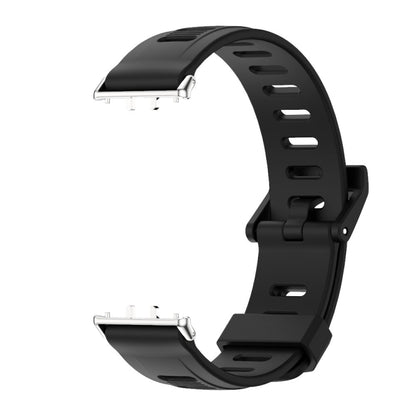 For Samsung Galaxy Fit 3 Mijobs Flat Hole Silicone Watch Band(Black+Silver) - Watch Bands by MIJOBS | Online Shopping UK | buy2fix