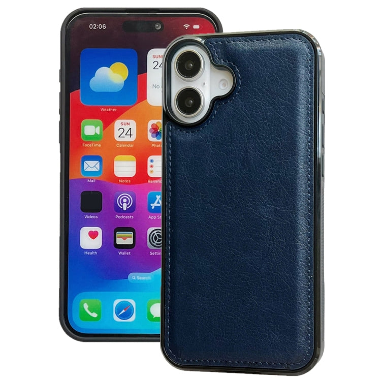 For iPhone 16 Plus Cowhide Texture Back Cover Phone Case(Royal Blue) - iPhone 16 Plus Cases by buy2fix | Online Shopping UK | buy2fix