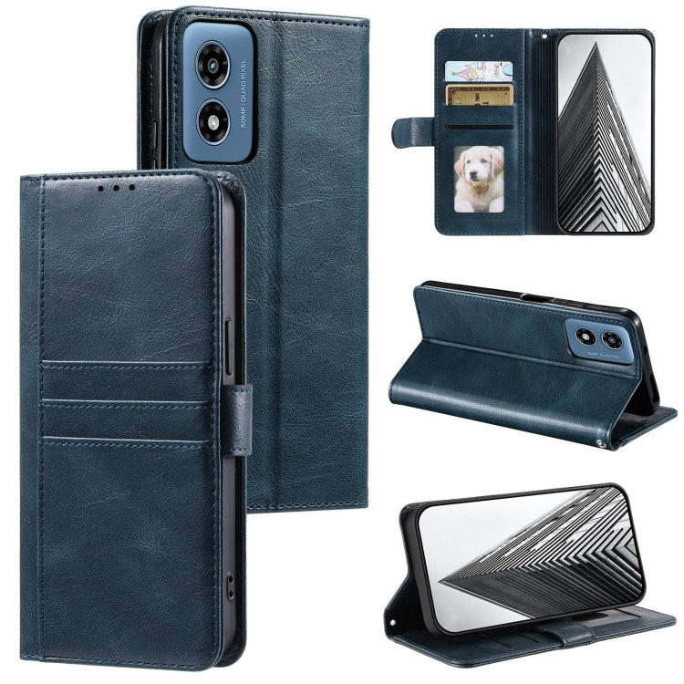 For Motorola Moto G Play 2024 Simple 6-Card Wallet Leather Phone Case(Navy Blue) - Motorola Cases by buy2fix | Online Shopping UK | buy2fix