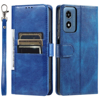 For Motorola Moto G Play 2024 Simple 6-Card Wallet Leather Phone Case(Blue) - Motorola Cases by buy2fix | Online Shopping UK | buy2fix