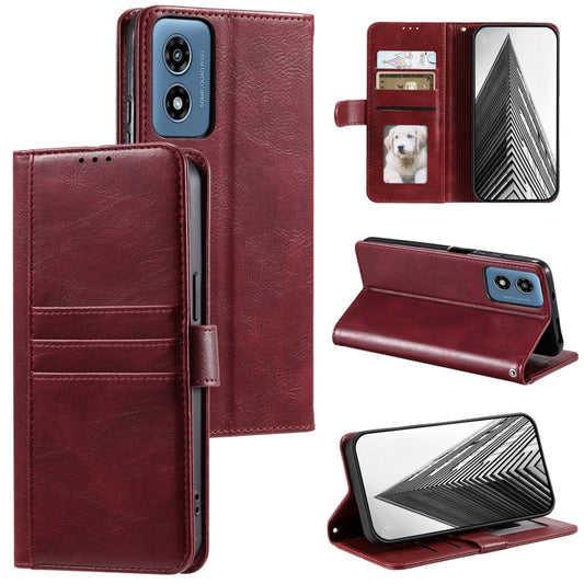 For Motorola Moto G Play 2024 Simple 6-Card Wallet Leather Phone Case(Wine Red) - Motorola Cases by buy2fix | Online Shopping UK | buy2fix