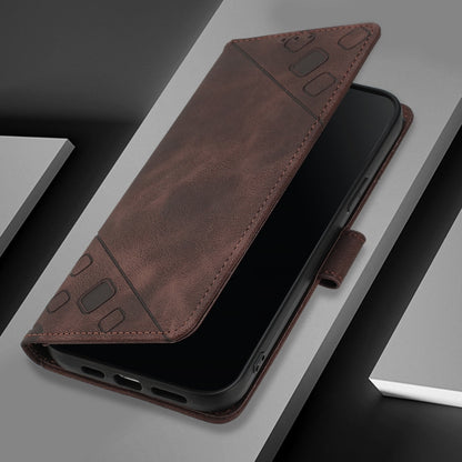 For OnePlus 12 5G Global Skin-feel Embossed Leather Phone Case(Brown) - OnePlus Cases by buy2fix | Online Shopping UK | buy2fix