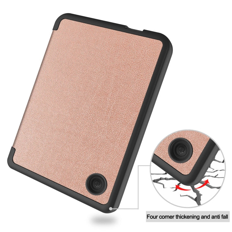 For KOBO Clara Colour 2024 / BW Solid Color Voltage Caster TPU Leather Smart Tablet Case(Rose Gold) - Others by buy2fix | Online Shopping UK | buy2fix