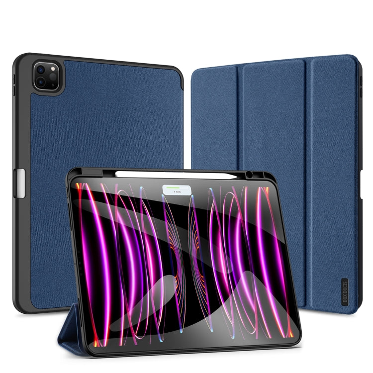 For iPad Pro 13 2024 DUX DUCIS Domo Series Cloth Texture Magnetic Leather Tablet Case(Blue) - iPad Pro 13 2024 Cases by DUX DUCIS | Online Shopping UK | buy2fix