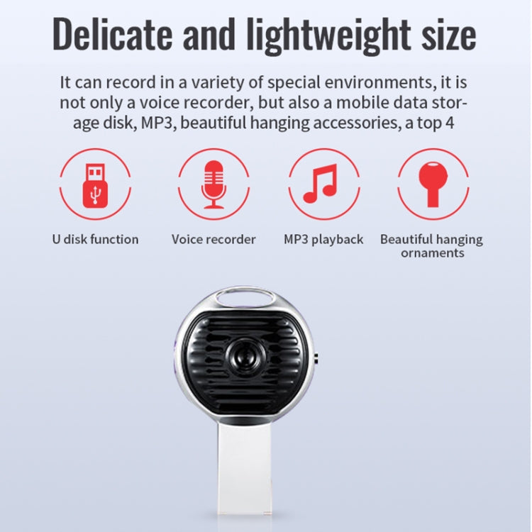 JNN S13 Zinc Alloy U-disk Voice Recorder, Memory:4GB(Silver) - U-Disk Recorder by JNN | Online Shopping UK | buy2fix