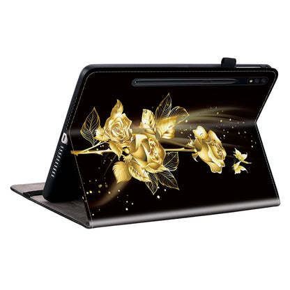 For Samsung Galaxy Tab S7 FE/S8+/S7+ Crystal Texture Painted Leather Tablet Case(Gold Butterfly Rose) - Galaxy Tab S8+ Cases by buy2fix | Online Shopping UK | buy2fix