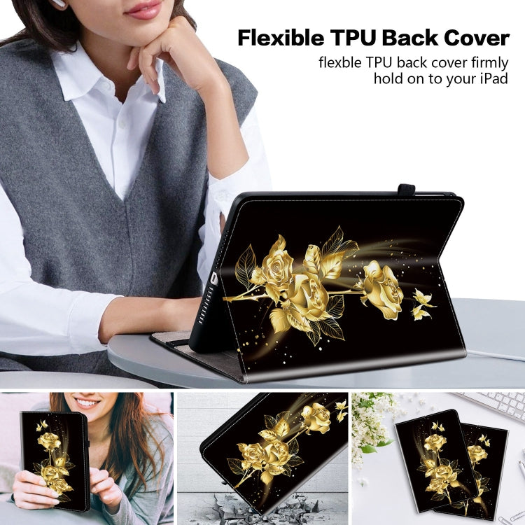 For Samsung Galaxy Tab S7 FE/S8+/S7+ Crystal Texture Painted Leather Tablet Case(Gold Butterfly Rose) - Galaxy Tab S8+ Cases by buy2fix | Online Shopping UK | buy2fix