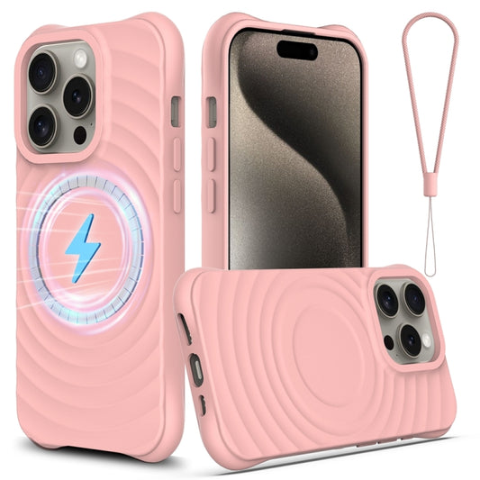 For iPhone 13 Pro Wave Texture MagSafe Magnetic Liquid Silicone Phone Case(Pink) - iPhone 13 Pro Cases by buy2fix | Online Shopping UK | buy2fix