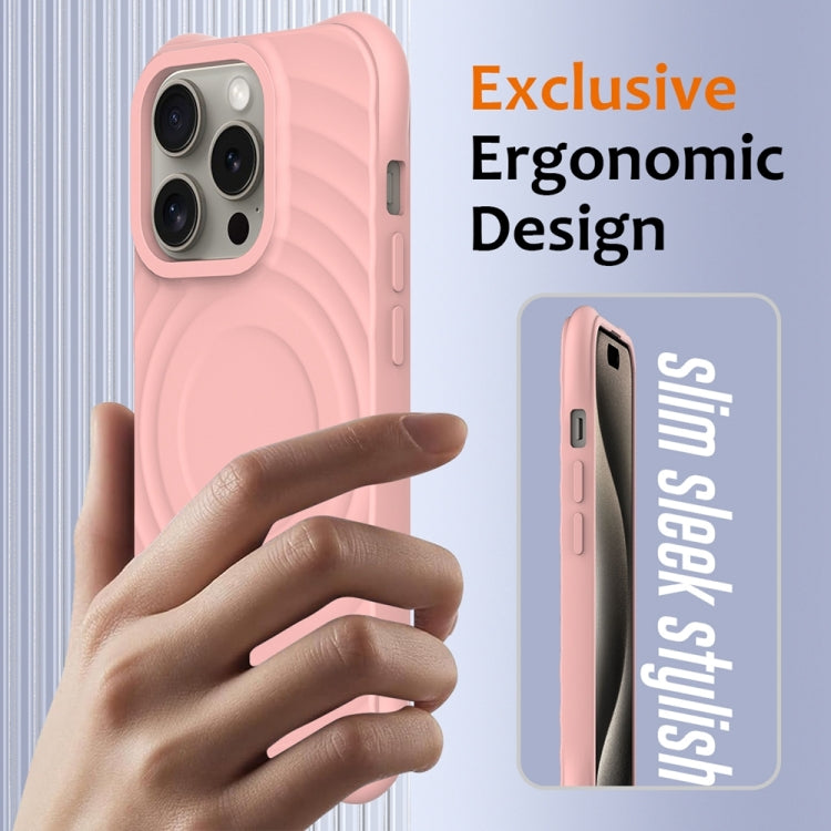 For iPhone 13 Pro Wave Texture MagSafe Magnetic Liquid Silicone Phone Case(Pink) - iPhone 13 Pro Cases by buy2fix | Online Shopping UK | buy2fix