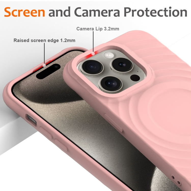 For iPhone 13 Pro Wave Texture MagSafe Magnetic Liquid Silicone Phone Case(Pink) - iPhone 13 Pro Cases by buy2fix | Online Shopping UK | buy2fix