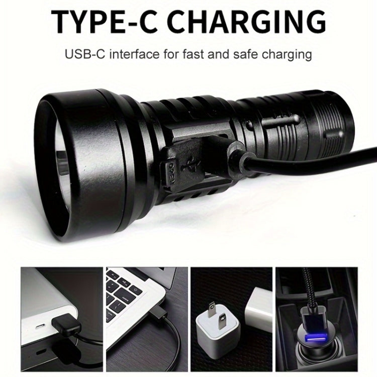 829 T40 1000LM USB Rechargeable LED Flashlight Not Battery(Black) - LED Flashlight by buy2fix | Online Shopping UK | buy2fix