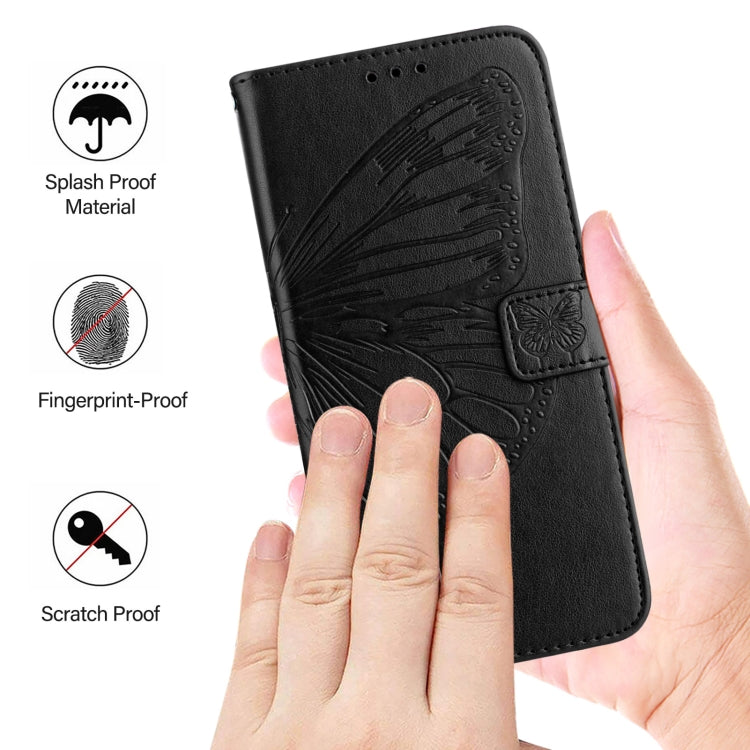 For Realme 12+ Global/Narzo 70 Pro India Embossed Butterfly Leather Phone Case(Black) - Realme Cases by buy2fix | Online Shopping UK | buy2fix