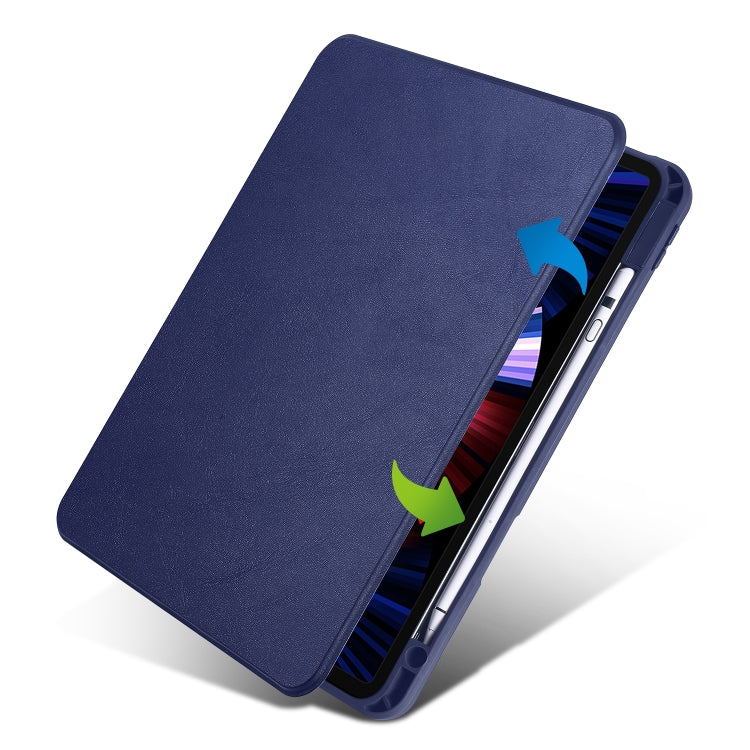 For iPad Air 11 2024 Acrylic 360 Degree Rotation Holder Leather Tablet Case(Dark Blue) - iPad Air 11 2024 Cases by buy2fix | Online Shopping UK | buy2fix