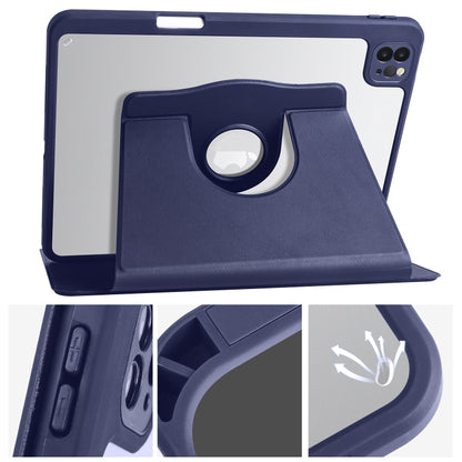 For iPad Air 11 2024 Acrylic 360 Degree Rotation Holder Leather Tablet Case(Dark Blue) - iPad Air 11 2024 Cases by buy2fix | Online Shopping UK | buy2fix