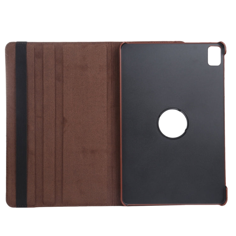 For iPad Pro 13 2024 360 Degree Rotation Litchi Texture Leather Tablet Case with Holder(Brown) - iPad Pro 13 2024 Cases by buy2fix | Online Shopping UK | buy2fix